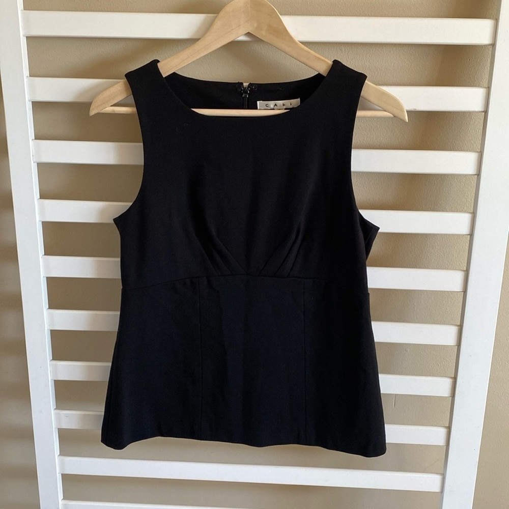 CAbi 224 Sleeveless Black Ponte Uptown Knit Top Size 6